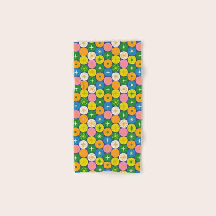 Mid Century Modern Atomic Future Colorful Modtastic Dots and Stars Pattern 3 Bath Towel Gallery Image 1