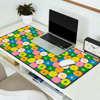 Mid Century Modern Atomic Future Colorful Modtastic Dots and Stars Pattern 3 Desk Mat Gallery Image 2