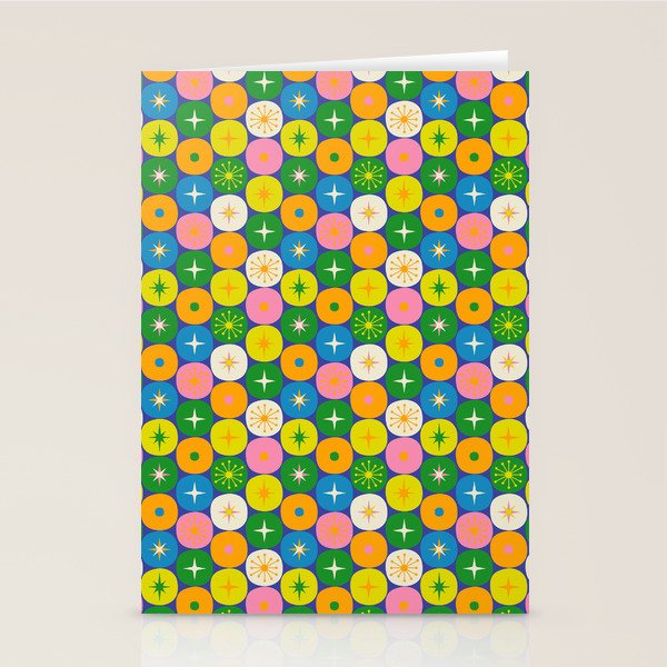 Mid Century Modern Atomic Future Colorful Modtastic Dots and Stars Pattern 3 Stationery Card Gallery Image 2