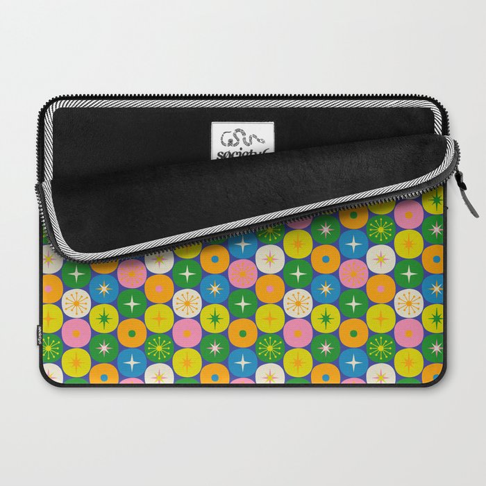 Mid Century Modern Atomic Future Colorful Modtastic Dots and Stars Pattern 3 Laptop Sleeve Gallery Image 2