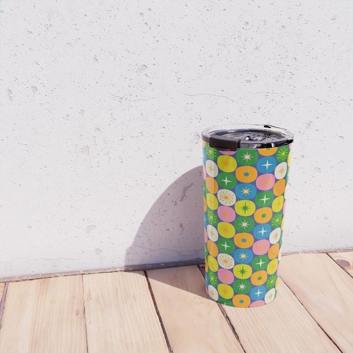 Mid Century Modern Atomic Future Colorful Modtastic Dots and Stars Pattern 3 Travel Mug Gallery Image 4