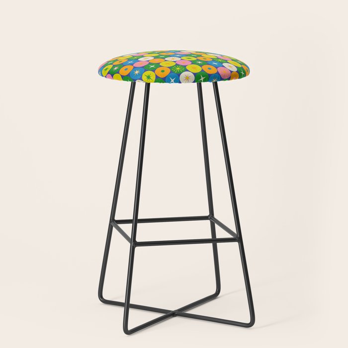 Mid Century Modern Atomic Future Colorful Modtastic Dots and Stars Pattern 3 Stool Gallery Image 1