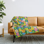 Mid Century Modern Atomic Future Colorful Modtastic Dots and Stars Pattern 3 Throw Blanket Gallery Image 1