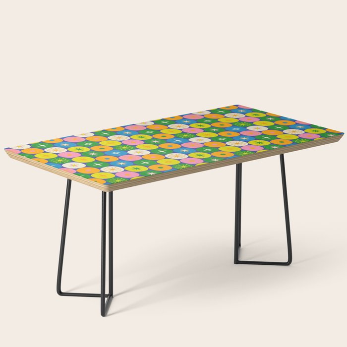 Mid Century Modern Atomic Future Colorful Modtastic Dots and Stars Pattern 3 Coffee Table Gallery Image 1