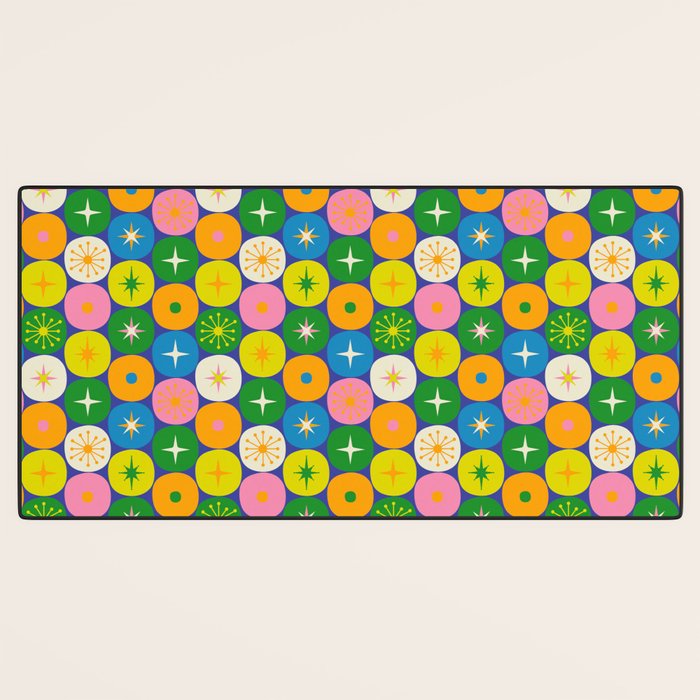 Mid Century Modern Atomic Future Colorful Modtastic Dots and Stars Pattern 3 Desk Mat Gallery Image 3