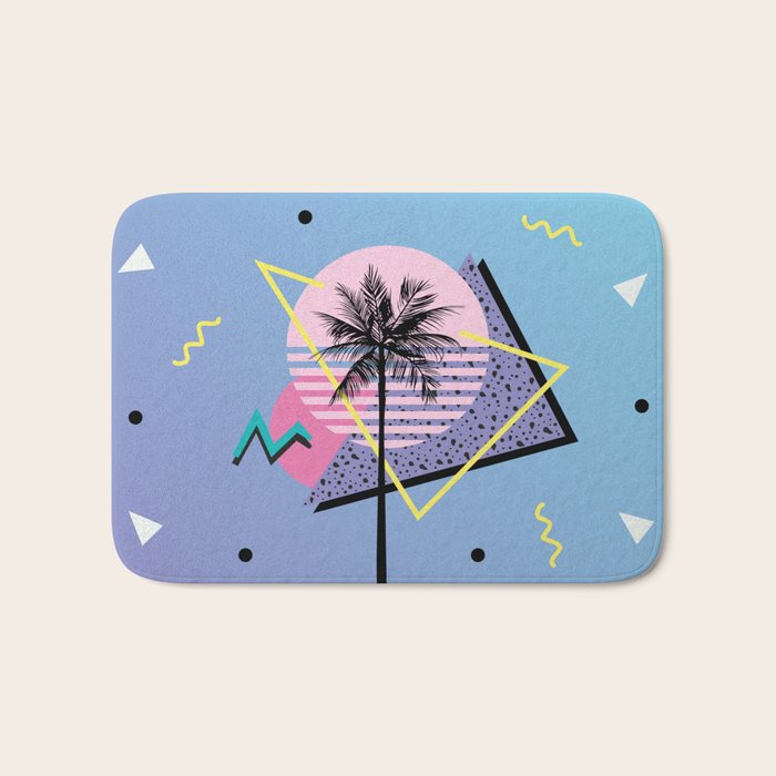 Memphis pattern 46 - 80s / 90s Retro / Palm Tree Bath Mat Gallery Image 1