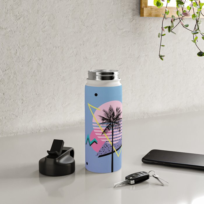 Memphis pattern 46 - 80s / 90s Retro / Palm Tree Water Bottle Gallery Image 4