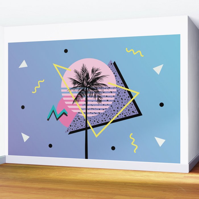 Memphis pattern 46 - 80s / 90s Retro / Palm Tree Wall Mural Gallery Image 2