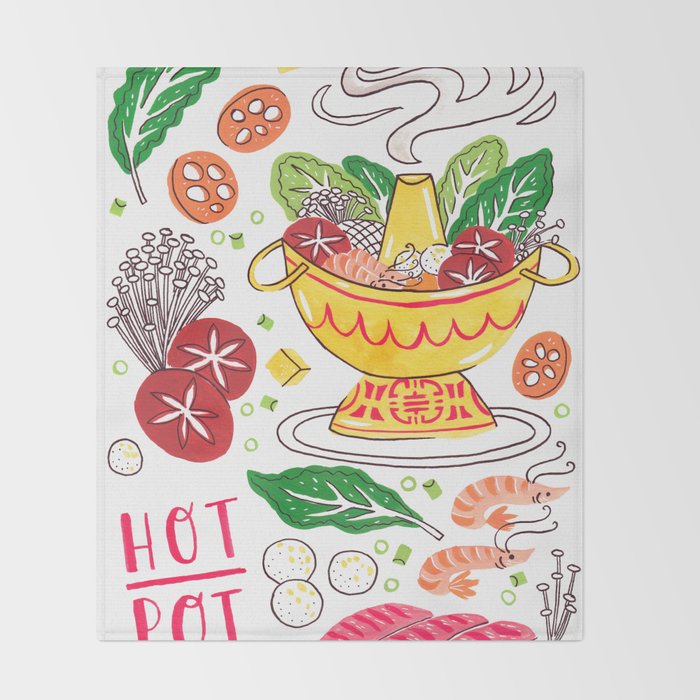 Hot Pot Shabu Shabu Soup Throw Blanket Gallery Image 2