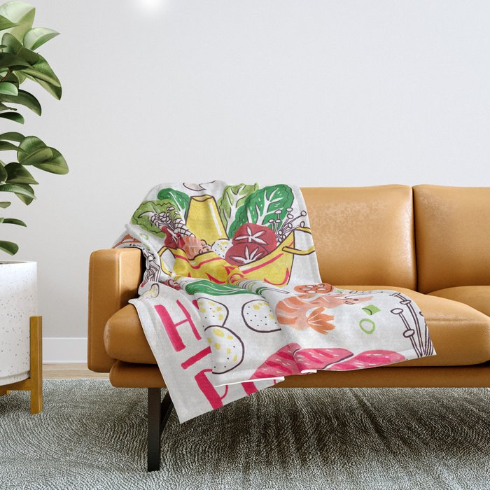 Hot Pot Shabu Shabu Soup Throw Blanket Gallery Image 1