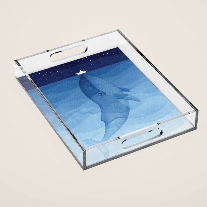 Whale blue ocean Acrylic Tray Gallery Image 1