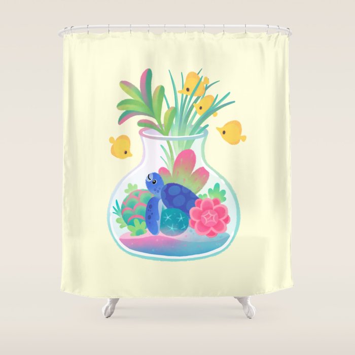 Ocean terrarium - Sea turtle Shower Curtain Gallery Image 1