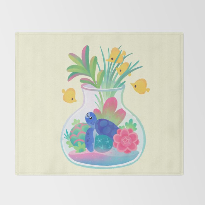 Ocean terrarium - Sea turtle Throw Blanket Gallery Image 2