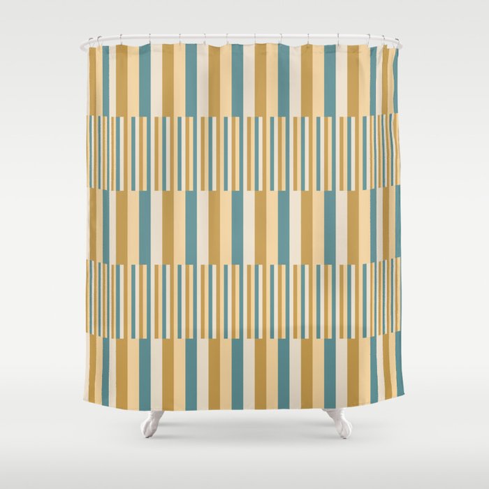 Mixed Stripes Pattern XVII Retro Nautical Shower Curtain Gallery Image 1