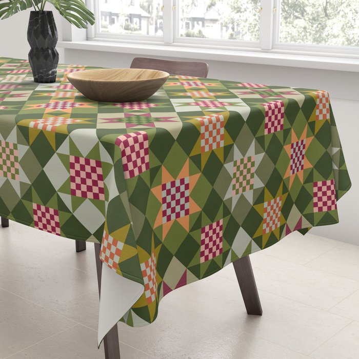 Checkerboard Quilt - Fall Colors Tablecloth Gallery Image 3
