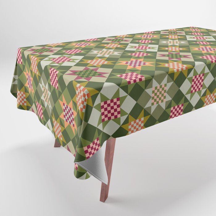 Checkerboard Quilt - Fall Colors Tablecloth Gallery Image 1