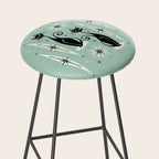 Mid Century Meow Retro Atomic Cats Mint Stool Gallery Image 2