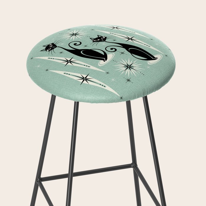 Mid Century Meow Retro Atomic Cats Mint Stool Gallery Image 2