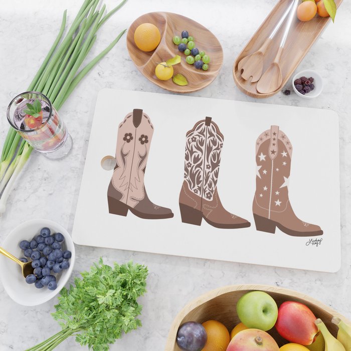 Cowboy Boots {Brown Palette) Cutting Board Gallery Image 2
