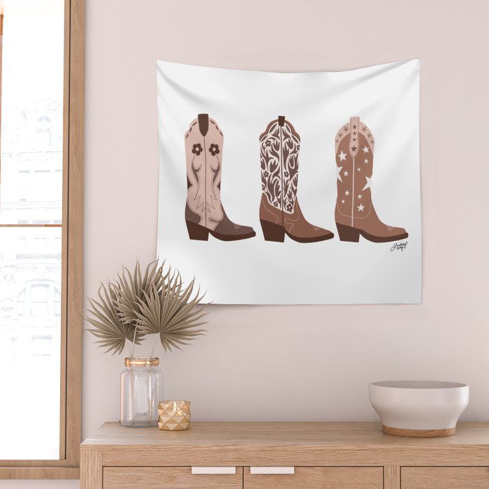 Cowboy Boots {Brown Palette) Wall Tapestry Gallery Image 2