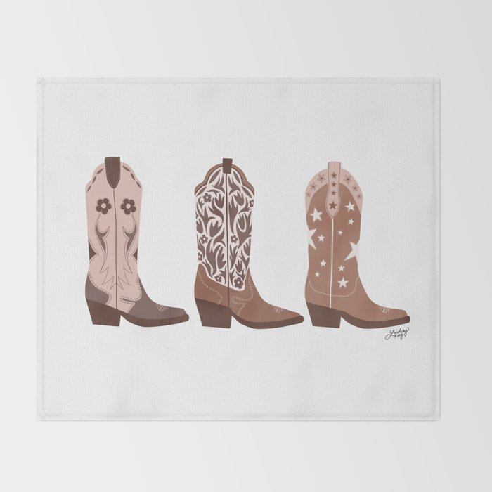 Cowboy Boots {Brown Palette) Throw Blanket Gallery Image 2