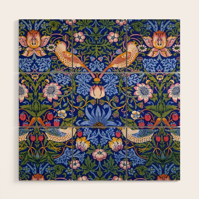William Morris "Strawberry Thief" 1. Wood Wall Art Gallery Image 1