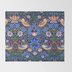 William Morris "Strawberry Thief" 1. Throw Blanket Gallery Image 2