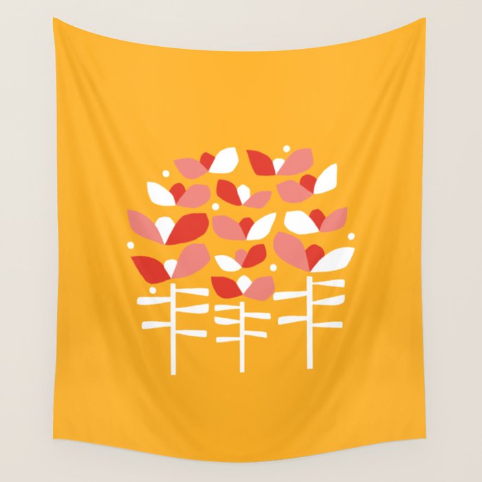 Florals Looking Up - Yellow Wall Tapestry Gallery Image 4