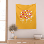 Florals Looking Up - Yellow Wall Tapestry Gallery Image 2
