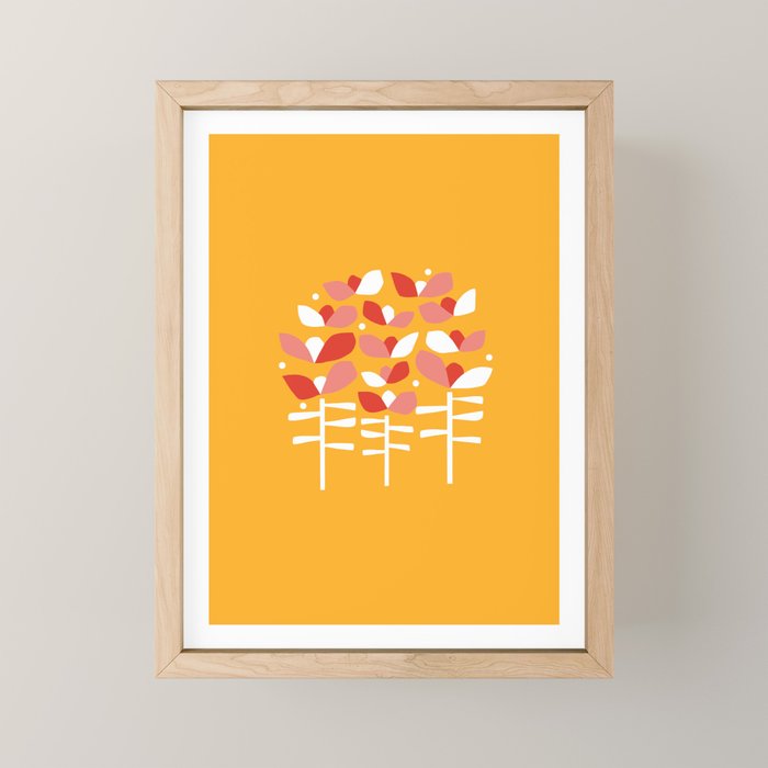 Florals Looking Up - Yellow Mini Art Print Gallery Image 1