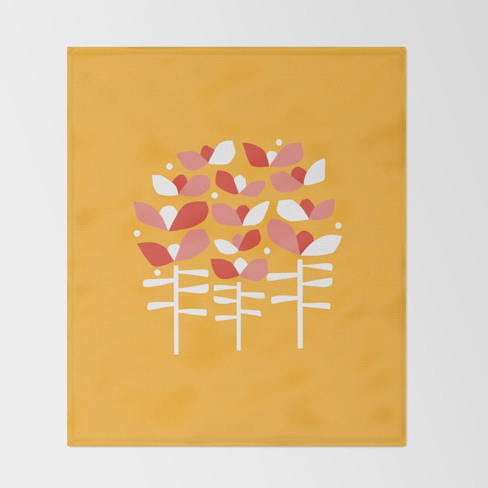 Florals Looking Up - Yellow Throw Blanket Gallery Image 2