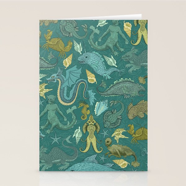 Deepsea Cryptids in Sea Green Stationery Card Gallery Image 1