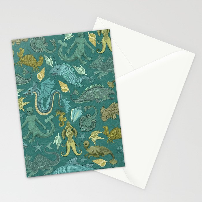 Deepsea Cryptids in Sea Green Stationery Card Gallery Image 2