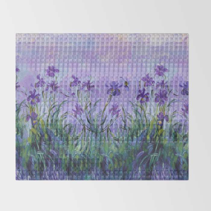 Claude Monet Lilac Irises Throw Blanket Gallery Image 2