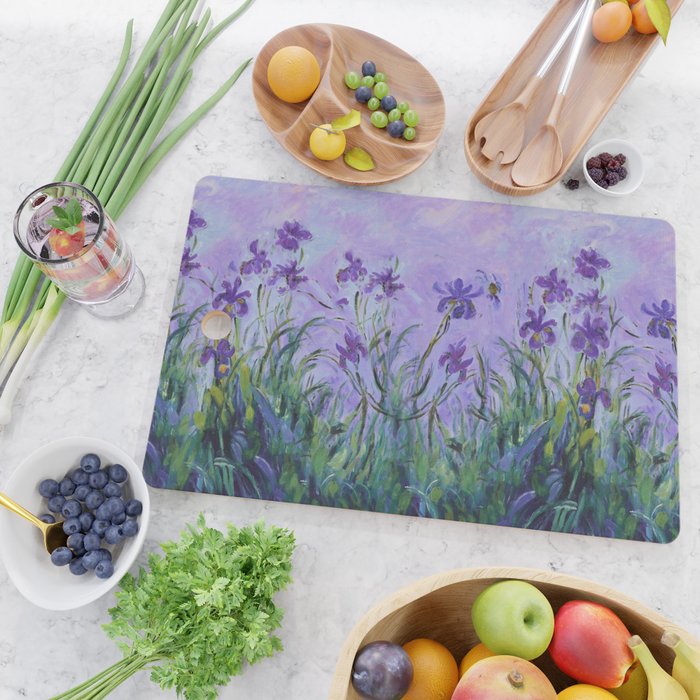 Claude Monet Lilac Irises Cutting Board Gallery Image 2