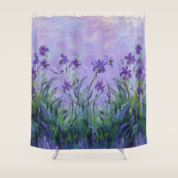 Claude Monet Lilac Irises Shower Curtain Gallery Image 1