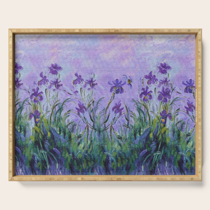 Claude Monet Lilac Irises Serving Tray Gallery Image 1