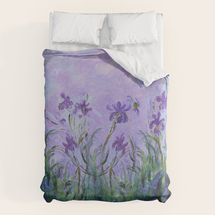 Claude Monet Lilac Irises Duvet Cover Gallery Image 1