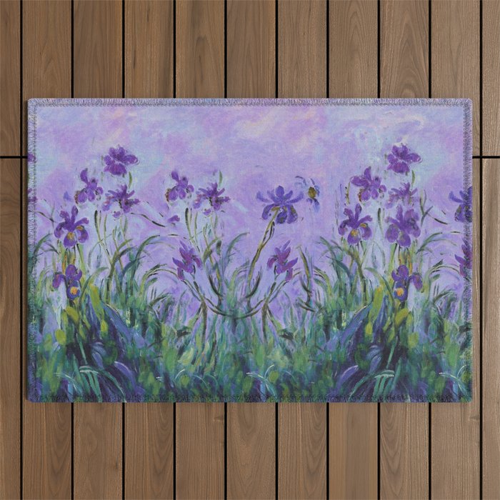 Claude Monet Lilac Irises Outdoor Rug Gallery Image 1