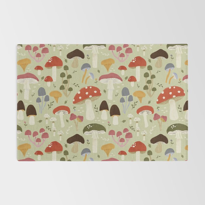 Whimsical Forest Mushrooms Pattern Rug Gallery Image 2