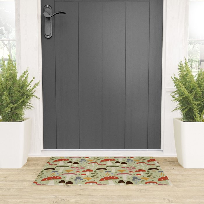 Whimsical Forest Mushrooms Pattern Welcome Mat Gallery Image 3