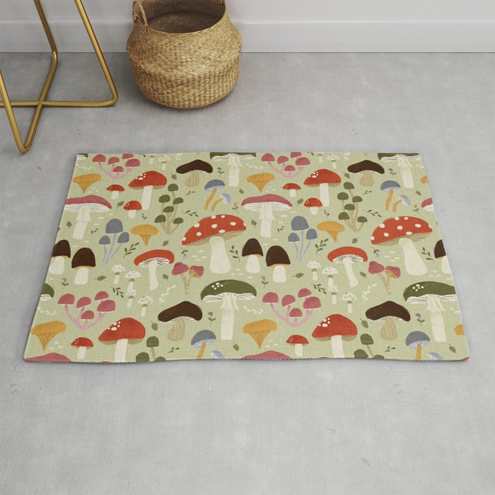 Whimsical Forest Mushrooms Pattern Rug Gallery Image 1