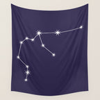 Aquarius Zodiac Star Constellation Line Art Dark Purple Wall Tapestry Gallery Image 4