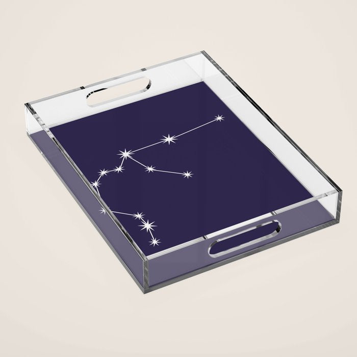 Aquarius Zodiac Star Constellation Line Art Dark Purple Acrylic Tray Gallery Image 1