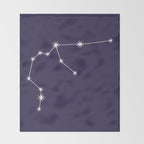Aquarius Zodiac Star Constellation Line Art Dark Purple Throw Blanket Gallery Image 2