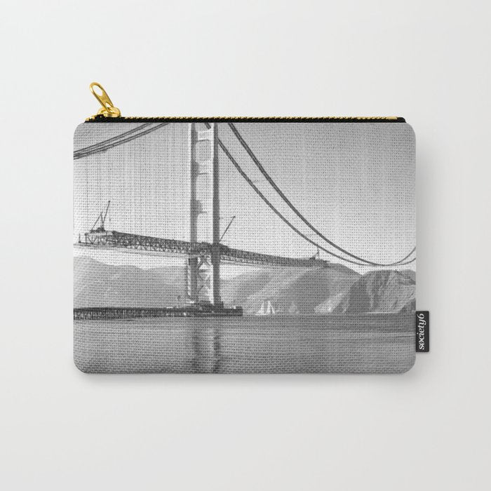 Construction of the Golden Gate Bridge, 1935, San Francisco Bay black and white photograph Carry All Pouch Gallery Image 1