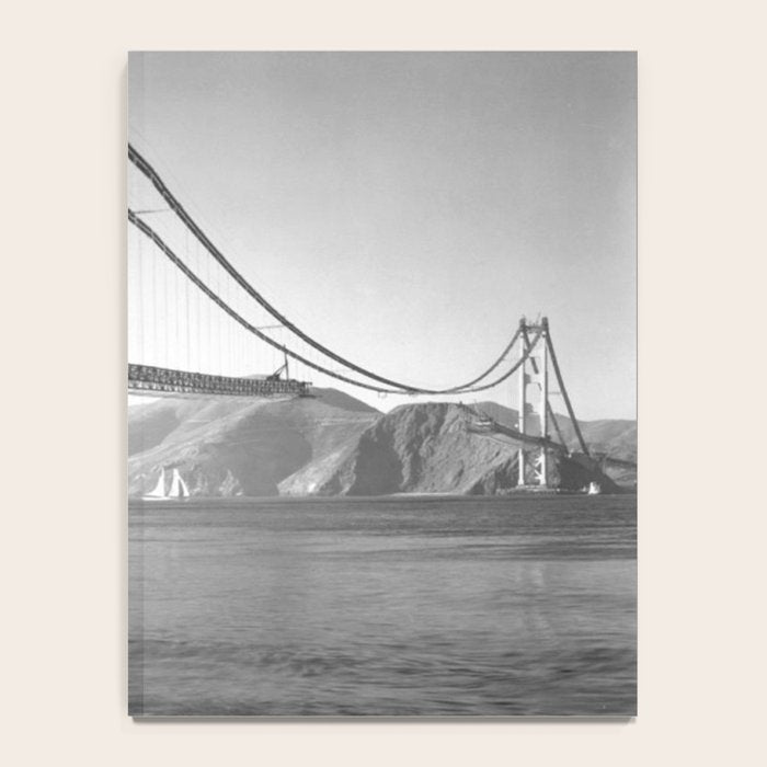 Construction of the Golden Gate Bridge, 1935, San Francisco Bay black and white photograph Notebook Gallery Image 4