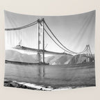Construction of the Golden Gate Bridge, 1935, San Francisco Bay black and white photograph Wall Tapestry Gallery Image 4