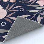 Modern, Boho, Floral Prints, Navy and Pink Rug Gallery Image 4