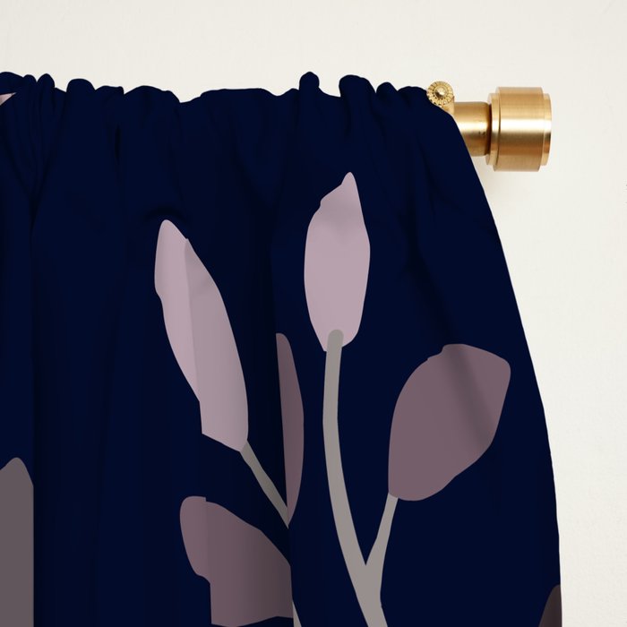 Modern, Boho, Floral Prints, Navy and Pink Window Curtain Gallery Image 2